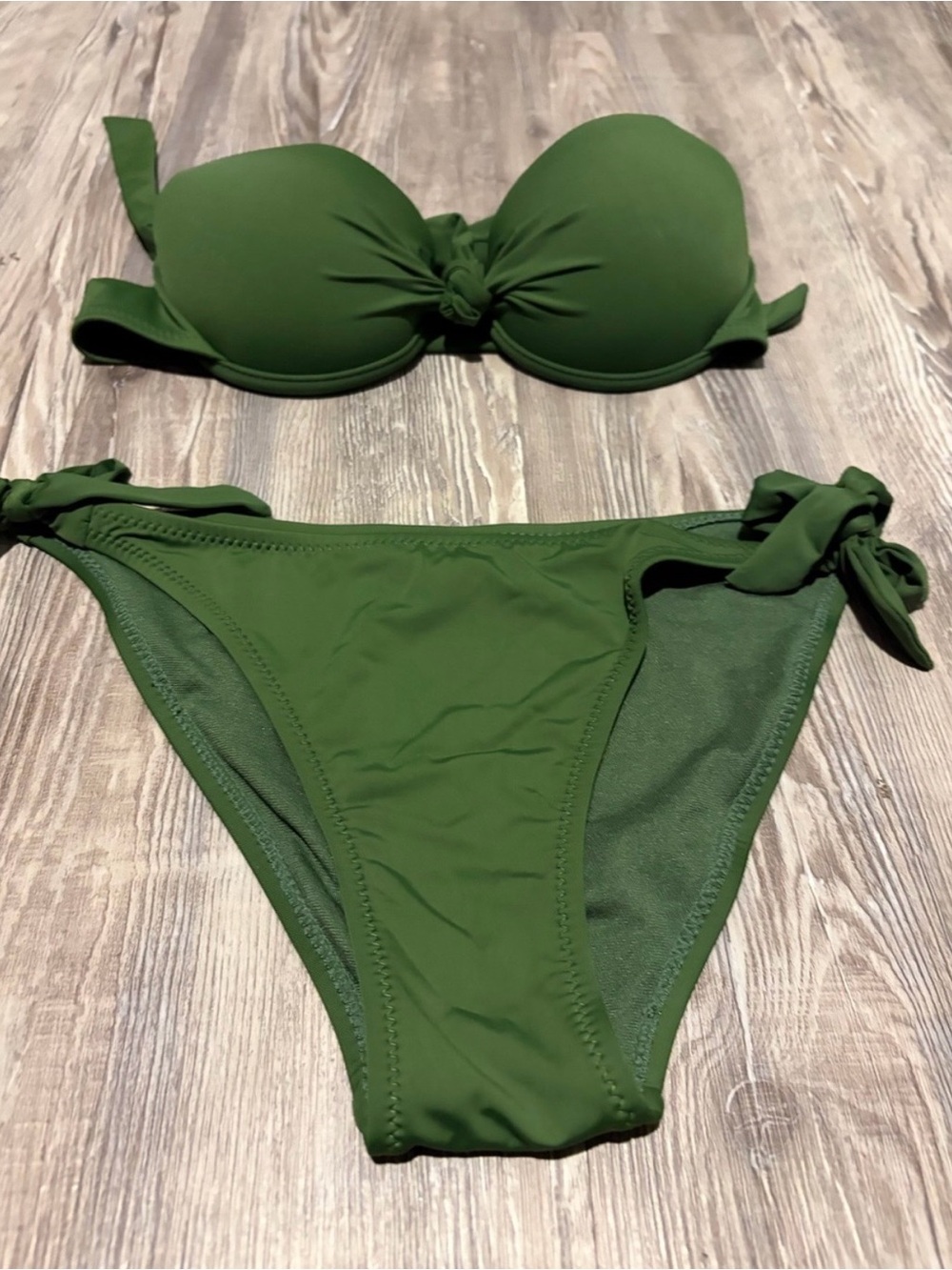 Olive Green Tie-Side Bikini Set